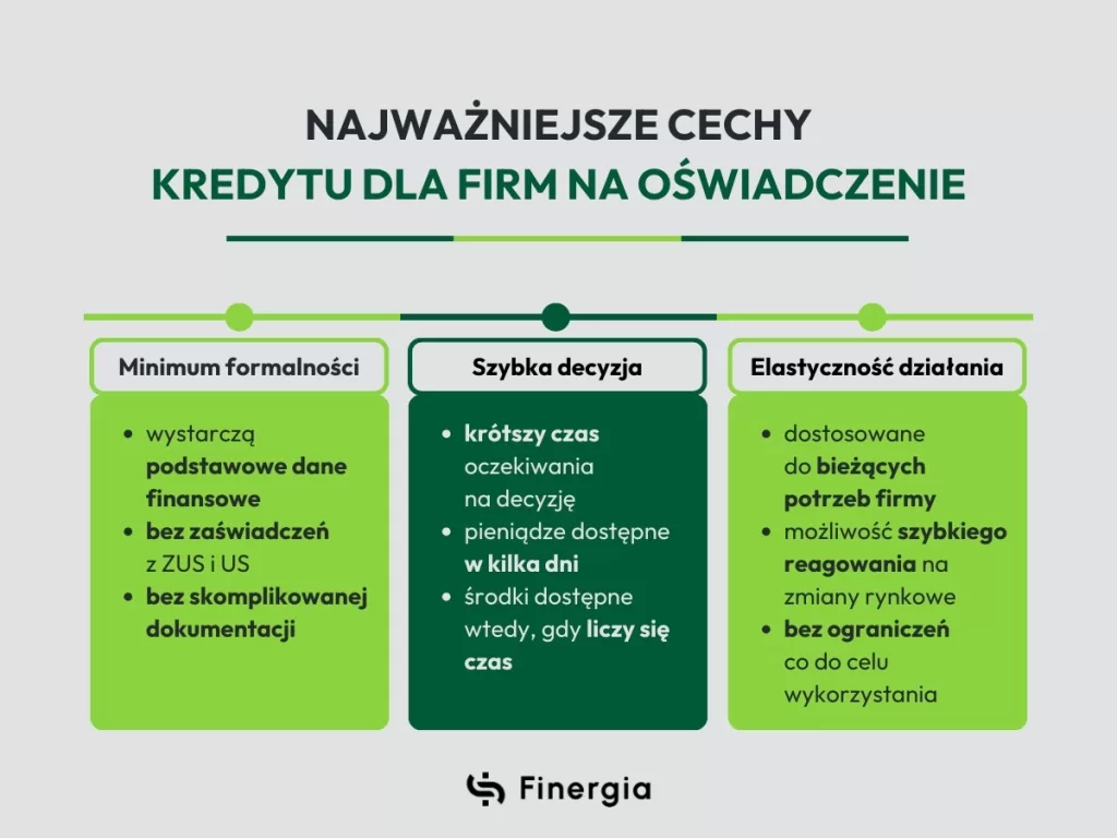 Najważniejsze cechy kredytu na oświadczenie, Finergia